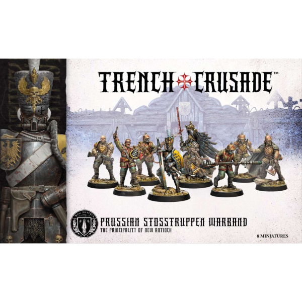 Prussian Stosstruppen Warband for Trench Crusade, 32mm plastic miniatures with trench gear and gas masks