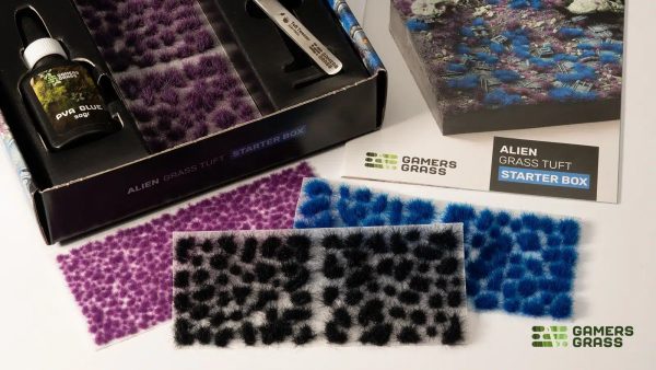 alien_starter_box_opened_box_1600x900 Sheet of mixed Alien Blue, Purple and Void static grass tufts 6mm for sci-fi bases
